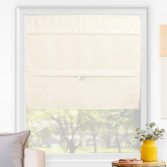 Cordless Linen Look Roman Shade Light Filtering Window Shades Ivory/Cream 27x64" - Picture 1 of 6